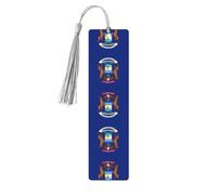 Michigan State Flag Printing Personalized Wooden Bookmark,Cute Multi Functional Bookmark Meaningful Gift for Book Lovers