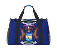 Michigan State Flag Travel Bag, Weekender Bags For Women Men For Outdoor Adventures, Ideal For Camping And Hiking, Black, One Size