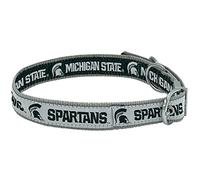 Michigan State Spartans Reversible NCAA Dog/Cat Collar, Large. Premium Home & Away Two-Sided Pet Collar Adjustable with Metal Buckle. Your Favorite University Team with a Unique Design on Each Side!
