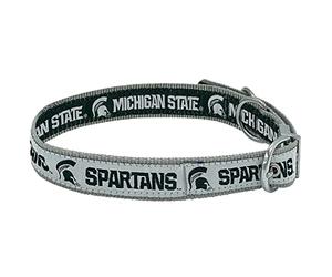 Michigan State Spartans Reversible NCAA Dog/Cat Collar, Large. Premium Home & Away Two-Sided Pet Collar Adjustable with Metal Buckle. Your Favorite University Team with a Unique Design on Each Side!