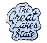 Michigan The Great Lakes State Lapel Pin - Light Blue Cloisonné Enamel | Chrome Finish | 1" x ¾" | Detroit Shirt Company Exclusive