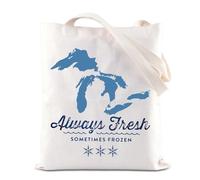 Michigan Trip Gift Michigan Tote Bag Michigan State Gift The Great Lakes Gift Always Fresh Sometimes Frozen Shopping Bag, Always Fresh Tote