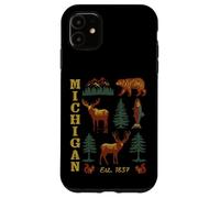 Michigan Vintage-look Bear Moose Trees Deer Retro Souvenir Case for iPhone 11