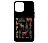 Michigan Vintage-look Bear Moose Trees Deer Retro Souvenir Case for iPhone 12 Pro Max