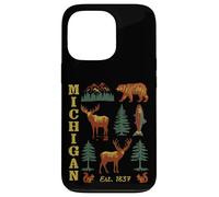 Michigan Vintage-look Bear Moose Trees Deer Retro Souvenir Case for iPhone 13 Pro