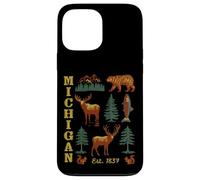 Michigan Vintage-look Bear Moose Trees Deer Retro Souvenir Case for iPhone 13 Pro Max
