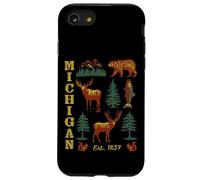 Michigan Vintage-look Bear Moose Trees Deer Retro Souvenir Case for iPhone SE (2020) / 7/8