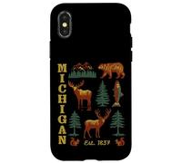 Michigan Vintage-look Bear Moose Trees Deer Retro Souvenir Case for iPhone X/XS