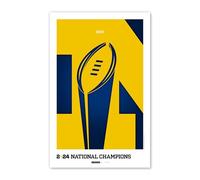 Michigan Wolverines - Minimalist College Football Champions 2024 MLB Art Poster Print by S. Preston - Living Room Home Wall Decor, 11" x 17" Unframed Artwork