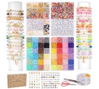 MICHIHOMIE 12000+ Pcs Clay Beads Friendship Bracelet Making Kit, 48 Colors Jewellery Making Kit - Includes Letter Beads, Charms, Elastic Strings, Clay Bead Set for Teen Girl, Adult, Kid