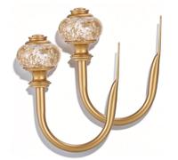 MICHIHOMIE 2 Pack Gold Curtain Tie Backs Hooks, U-Shaped Wall Mounted Curtains Holdbacks with Crystal Ball, Decorative Metal Drapery Hooks for Living Room, Dining Room & Bedroom