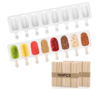 MICHIHOMIE 2Pcs Ice Lolly Moulds with Sticks, Non-Stick Silicone Popsicle Mould, DIY Ice Cream Moulds with 100 Wooden Sticks for Homemade Dessert, BPA-Free