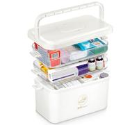 MICHIHOMIE 3 Layer Medicine Storage Box, Portable First Aid Box with Handle, Large Capacity Medicine Boxes Organiser for Home, Office, School