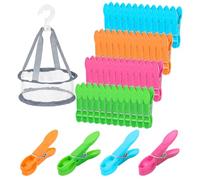 MICHIHOMIE 48 Packs Clothes Pegs for Washing Line with Bag, Windproof Washing Pegs Mark Free, Strong Grip Minky Pegs, Plastic Non Slip Laundry Pegs for Washing Line Outside Home and Garden