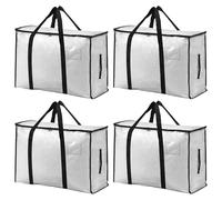 MICHIHOMIE 4PC 90L Large Clothes Storage Bags with Zips, Heavy Duty Moving Bags with Tag Pocket, Waterproof Packing Bag with Handlle, Backpack Straps for Duvet, Bedding, Laundry Bag
