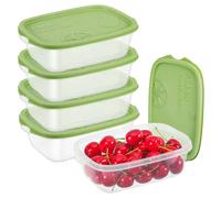 MICHIHOMIE 5PCS Rectangle Food Containers with Lids, Reusable Plastic Portion Box Sets, Food Storage Boxes for Cereal, Snack, Fruits, 1000ML