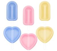 MICHIHOMIE 6 Pieces Ice Lolly Moulds with Sticks, Reusable Silicone Popsicle Mould, DIY Mini Cake pop Moulds for Homemade Dessert, BPA Free