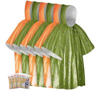 MICHIHOMIE 6pcs Emergency Survival Poncho, Thermal Mylar Foil Coating Blanket for Heat Retention and Rain, Reversible with Hood, Windproof, Portable for Outdoor Use