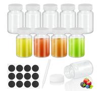 MICHIHOMIE Clear Mini Glass Bottles 60ml, 10pcs Wide Mouth Reusable Containers with Lids for Juice, Ginger Shots - Leakproof, Dishwasher and Freezer Safe