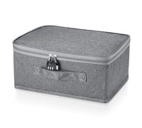 MICHIHOMIE Fabric Storage Box with Combination Lock, Collapsible Clothes Wardrobe Storage Box, Storage Boxes with Lid for Bedding, Clothes, Toys, Medicines (Grey, 40x30x20cm)