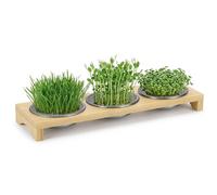 MICHIHOMIE Sprouting Growing Kit With 3 Stainless Steel Cress Trays, Microgreens Growing Kit for Cress Seeds, Sprouts and Watercress