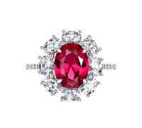 Michooyel S925 2.0ct Ruby Pigeon Blood Ring Oval Cut Engagement Ring Diamond Bands Wedding Ring Sterling Silver Cubic Zirconia Fine Jewellery For Women