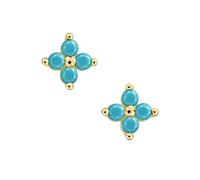 Michooyel S925 Dainty/Turquoise Floral Studs Earrings Minimalist Stacking Earrings for Women, Metal Gemstone, Turquoise