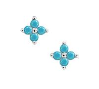 Michooyel Turquoise Women Stud Earrings 925 Sterling Silver Tiny Dainty Floral Stacking Earrings for Women, 4.1 mm x 5.5 mm, Metal Gemstone, Turquoise