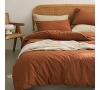 Michorinee Burnt Orange Single Size Duvet Cover Set Caramel Pumpkin Bedding Set Washed Microfiber Natural Wrinkles Look Soft Quilt Cover Zipper Closure with Pillowcase 50x75 cm