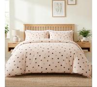 Michorinee Double Duvet Cover Beige Brown Love Heart Print Bedding Double Bed Set 3pcs Soft Microfiber Quilt Cover 200x200 cm with Zipper Closure and 2 Pillowcases 50x75 cm