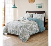 Michorinee Single Duvet Cover Set 100% Cotton Blue Gold Paisley Reversible Modern Bedding Set 2pc Aesthetic Vintage Ethnic Style Quilt Cover 135x200 cm with Zipper Closure and 1 Pillowcase 50x75 cm