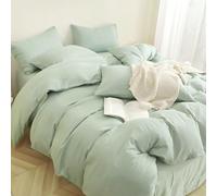Michorinee Single Duvet Cover Set Sage Green Soft & Breathable Bedding Set with Zipper Closure Microfibre Quilt Cover with 1 Pillowcase 50x75 cm