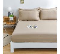 Michorinee Taupe Fitted Sheet Euro King Size - 35cm Deep Pocket Ultra Soft Brushed Microfibre Bed Sheets Easy Care Elastic Bottom Sheet 160x200 cm