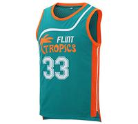 Micjersey Men's Flint Tropics Jersey Moon 33 Basketball Jerseys S-XXXL (Green, M)