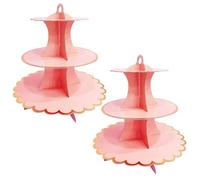 MICJLLT 2 Pack 3-Tier Cardboard Cake Stand - Cake Stand for Afternoon Tea, Cupcakes and Desserts Display Tower Easy Assemble, Perfect for Birthdays Baby Showers Wedding Anniversary Spring Party