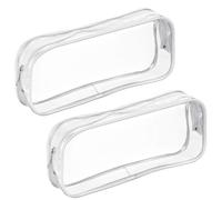MICJLLT 2 Pcs Clear Pencil Case with Zippered PVC Waterproof,Stationery Supplies See Through Basic Simple,Transparent Travel Luggage Pouch Make Up Cosmetic Bag Organiser