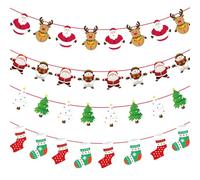 MICJLLT 4 Pcs Christmas Banner Bunting - Paper Christmas Decorations Indoor for Wall,Xmas Wall Hanging for Home Window Fireplace Office Party Decoration,Merry Hanging Oranment with Classic Elements