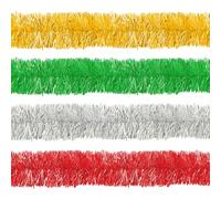 MICJLLT 4 Pcs Tinsel Christmas Tree Garland,Metallic Twist Shiny Xmas Tree Decorations for Holiday Hanging Indoor Outdoor Party Supplies,Tinsel for Home Mantle Xmas Tree Staircase Railing