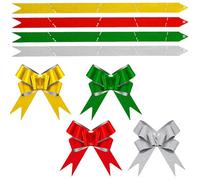 MICJLLT 40 Pcs Pull Christmas Bows for Gift Wrapping,Glitter Bow with Red Green Gold and Silver Idea for Christmas Trees and Baskets,Xmas Small Flower Oranment Accessory as Present Decorations