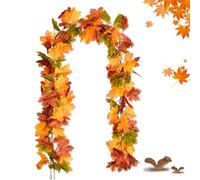 MICJLLT Autumn Garland for Autumn Decorations,Fall Leaves Garland-Hanging Vine Foliage Hanging Plant,Artificial Autumn Maple Leaves Decorations for Fireplace Thanksgiving & Halloween Home Decor