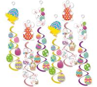 MICJLLT Easter Hanging Decorations - Bunny Chick Spiral Streamers, Colourful Easter Egg Ceiling Decor, Happy Easter Party Supplies Perfect for Home, Classroom, Office Spring Festive Decorations