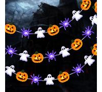 MICJLLT Halloween Decorations Lights,Fairy wtih Spider Ghost Orange Pumpkin Lights Battery Operated,Pumpkin String Lights for Halloween Party Indoor Outdoor Home Festival Suppiles(9.8 FT 30LED)