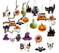 MICJLLT Halloween Tree Hanging Decorations for Tree,Halloween Funny Mini Horror Pumpkin Ghost Paper Tag Decorations,Baubles for Trees for Cute Holiday Party Indoor Home Decor