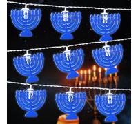 MICJLLT Hanukkah Menorah String Lights for Chanukah Decorations,Menorah Lamper for Jewish Judaism Hanukkah Ornament,Chanukah Decorations with 3M 20 LED and Blue Color for Indoor & Outdoor Use