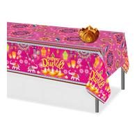 MICJLLT Happy Diwali Table Cloth - Diwali Decorations For House,Indian Plastic Diwali Table Cloth Cover Waterproof PVC for Theme Party,Table Cloth Rectangular with Various Shape - Diyas and Elephant