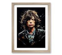 Mick Jagger Conceptual Framed Print | A2 Oak Framed Wall Art | Ready to Hang | Modern Nature Picture | Living Room Bedroom Lounge Office