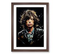 Mick Jagger Conceptual Framed Print | A2 Walnut Framed Wall Art | Ready to Hang | Modern Nature Picture | Living Room Bedroom Lounge Office