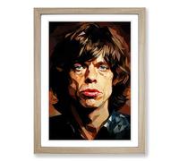 Mick Jagger Cubism Framed Print | A2 Oak Framed Wall Art | Ready to Hang | Cubist Nature Picture | Living Room Bedroom Lounge Office