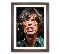 Mick Jagger Neo-Plasticism Framed Print | A2 Walnut Framed Wall Art | Ready to Hang | Modern Nature Picture | Living Room Bedroom Lounge Office