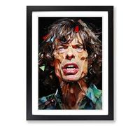Mick Jagger Neo-Plasticism Framed Wall Art Print, Ready to Hang Picture for Living Room Bedroom Home Office, Black A2 (48 x 66 cm)